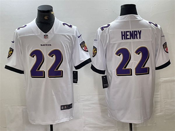 Men's Baltimore Ravens #22 Derrick Henry White Vapor Limited Football Jersey